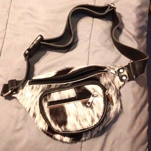 Authentic Handmade Leather Fanny pack/Satchel 100% genuine leather and Pony fur